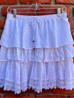 Tiered Lace Cotton Boho Skirt
